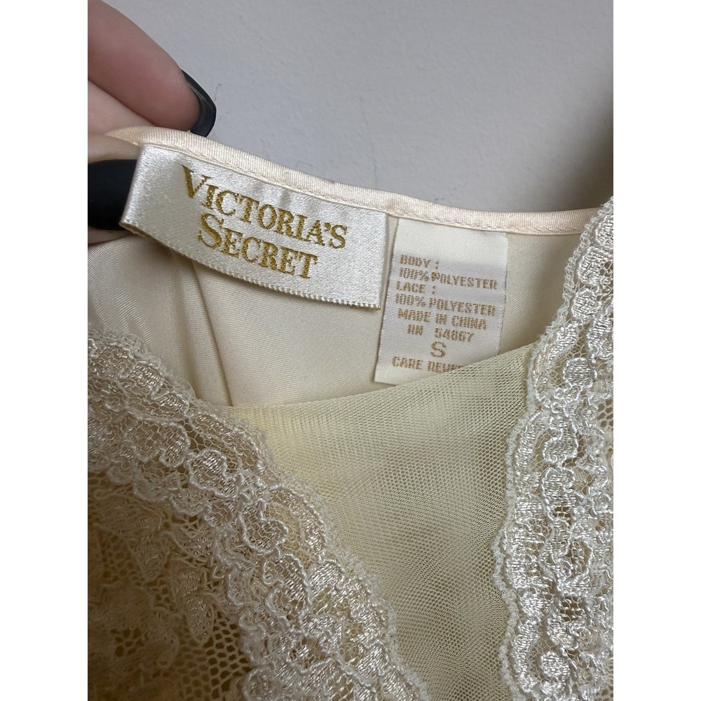 Vintage Victoria's Secret Gold Label Maxi Slip Dress Satin Nightgown Lace Bridal - Picture 10 of 11